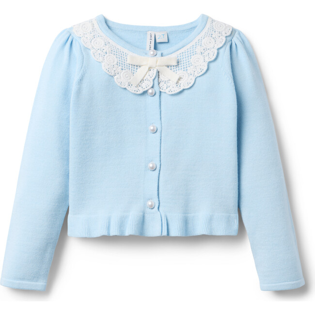 Floral Lace Collar Cardigan - Sweaters - 1