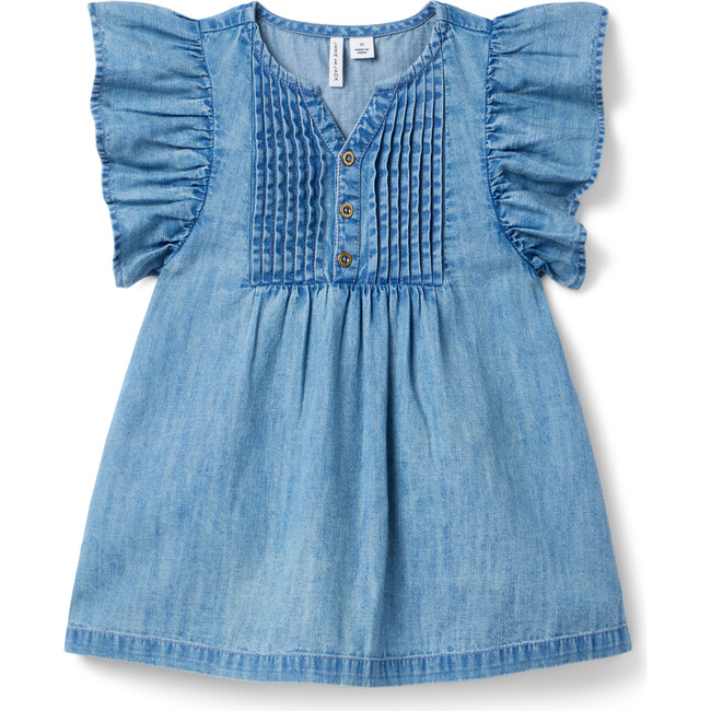 Chambray Ruffle Sleeve Dress - Dresses - 1