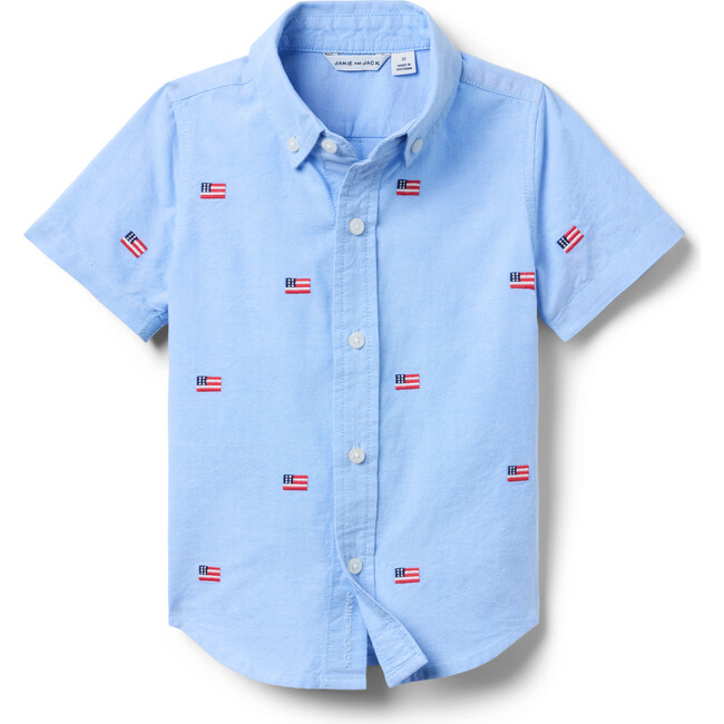 Embroidered Flag Oxford Shirt - Button Downs - 1