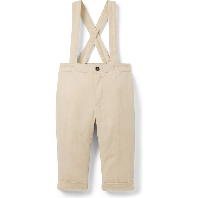 Baby Linen-Cotton Suspender Pant - Pants - 1