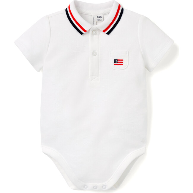 Baby Embroidered Flag Pique Polo Bodysuit - Onesies - 1