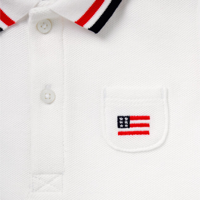 Baby Embroidered Flag Pique Polo Bodysuit - Onesies - 2