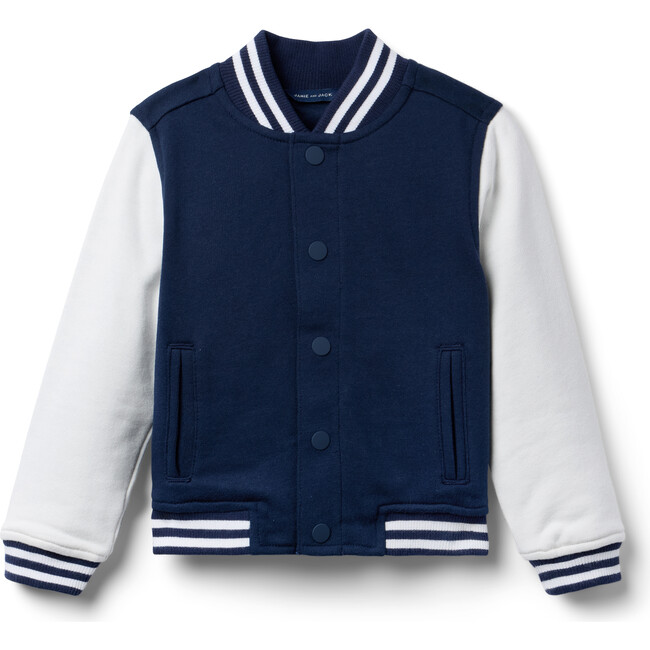 The Varsity Long Sleeve Snap Pocket Bomber Jacket, Merchant Marine - Jackets - 1
