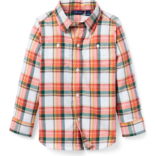 Plaid Flannel Shirt, Orange