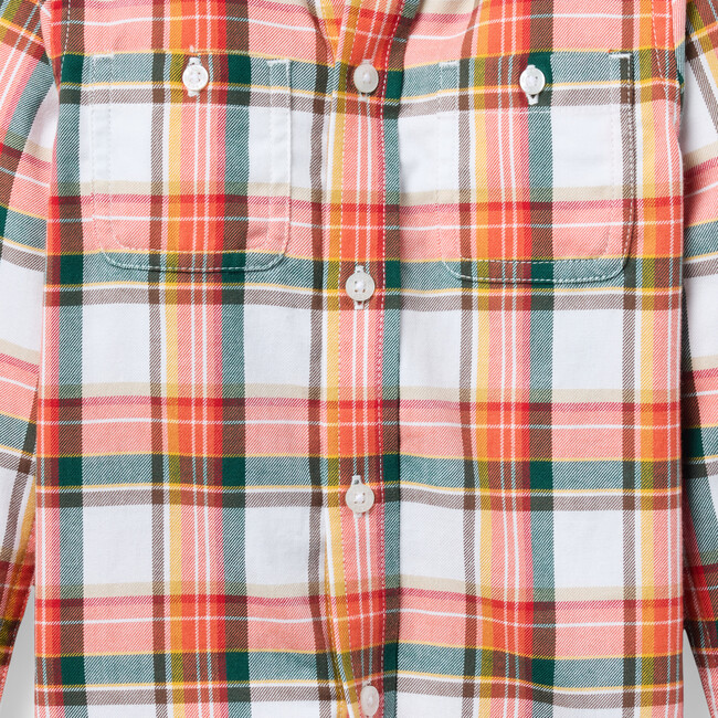 Plaid Flannel Shirt, Orange - Button Downs - 2