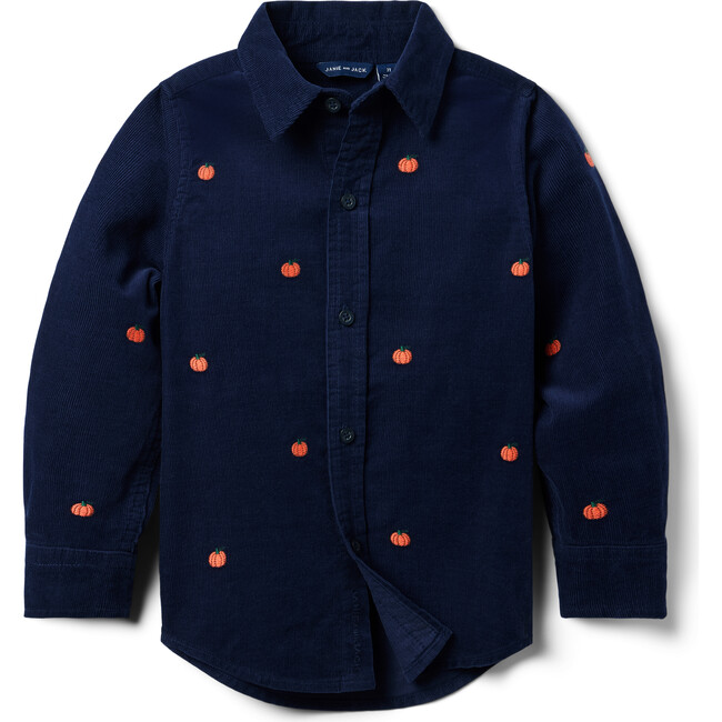 Embroidered Pumpkin Corduroy Shirt - Shirts - 1