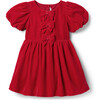 The Velvet Short Puff Sleeve 3-Bow Front Skater Dress, Red - Dresses - 1 - thumbnail