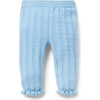 Baby Cable Knit Ruffle Cuff Sweater Pant, Soft Blue - Pants - 2