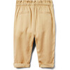 Paperbag Elastic Waist Front Pocket Pant, Khaki - Pants - 2