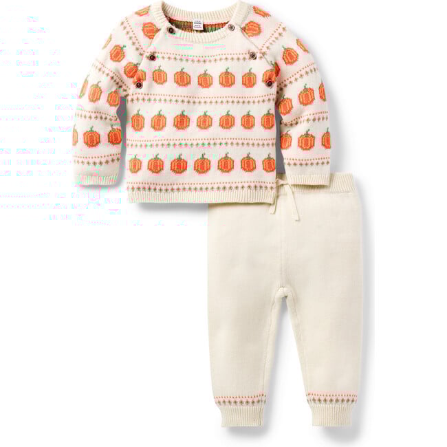 Baby Pumpkin Fair Isle Matching Sweater Set - Onesies - 1
