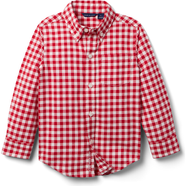 Houndstooth Brushed Twill Long Sleeve Shirt, Multicolors - Button Downs - 1