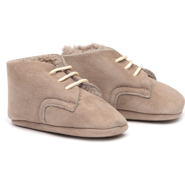 Shearling Crib Shoes, Beige