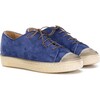 Leather Sneakers, Navy - Sneakers - 1 - thumbnail