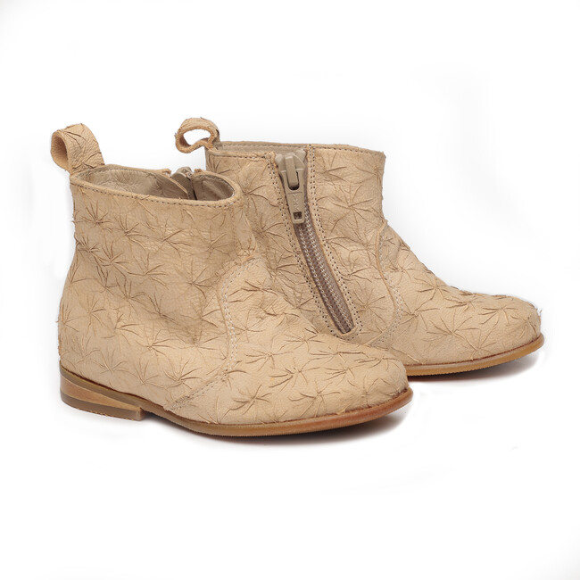 Leather Ankle Boots, Beige