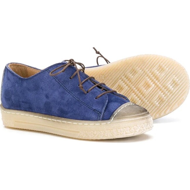 Leather Sneakers, Navy - Sneakers - 2