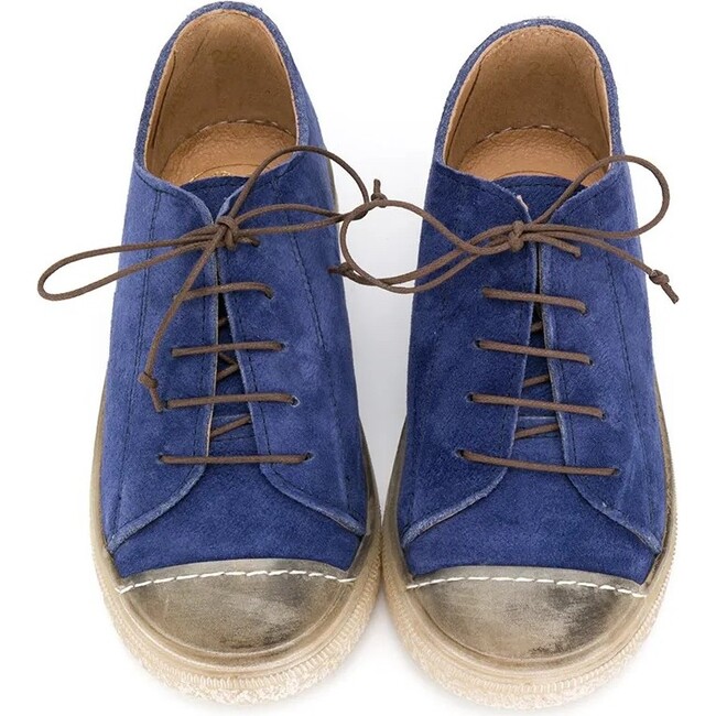 Leather Sneakers, Navy - Sneakers - 3