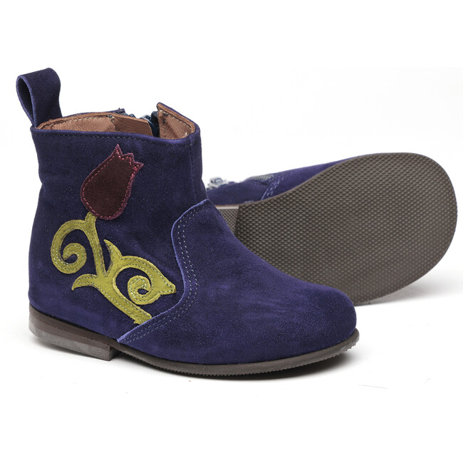 Leather Ankle Boots, Indigo - Boots - 2