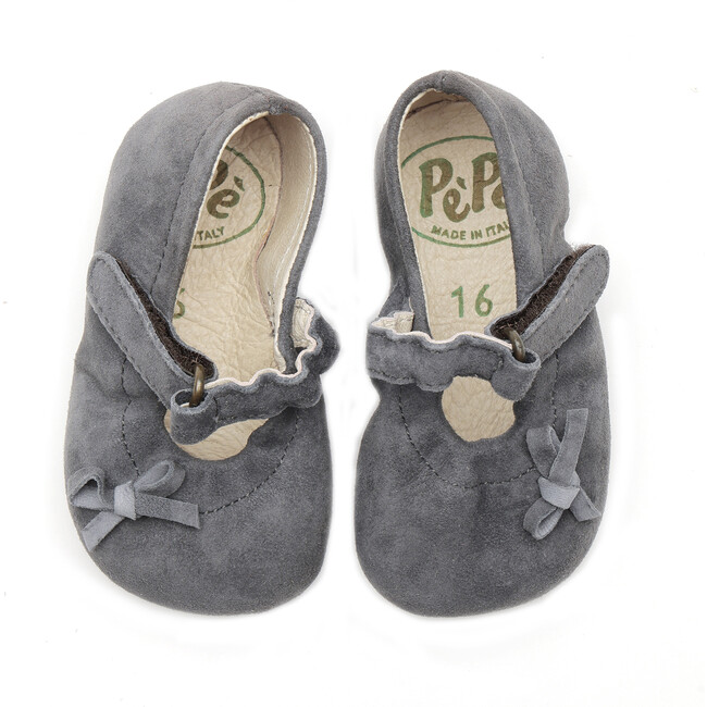 Suede Leather Crib Shoes, Charcoal - Crib Shoes - 3