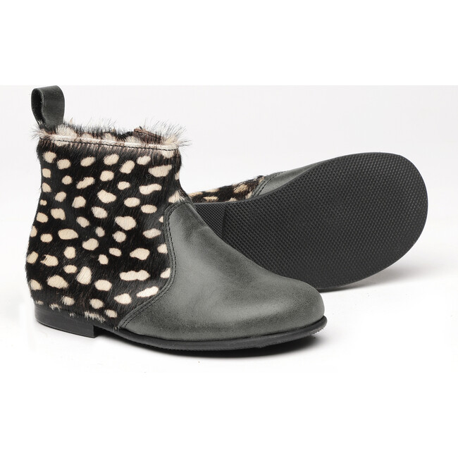 Side Zip Leather Boots Dot, Black - Boots - 2