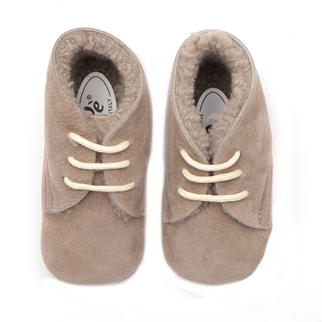 Shearling Crib Shoes, Beige - Crib Shoes - 3