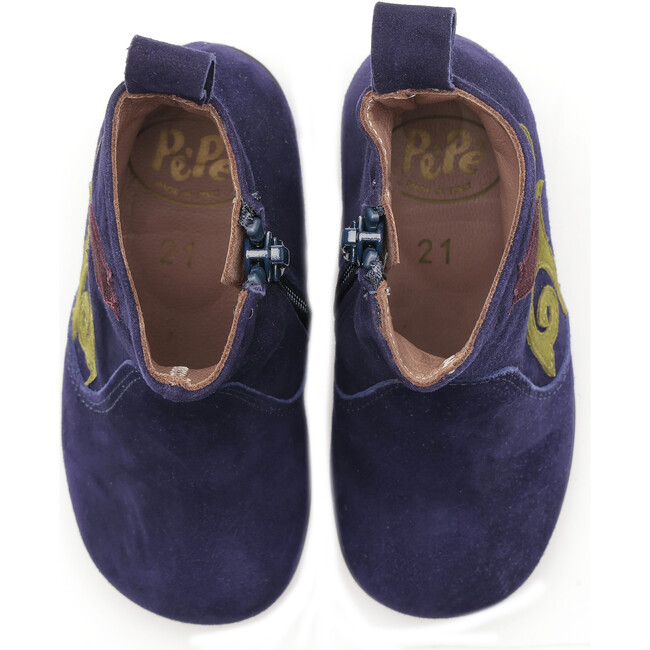 Leather Ankle Boots, Indigo - Boots - 3