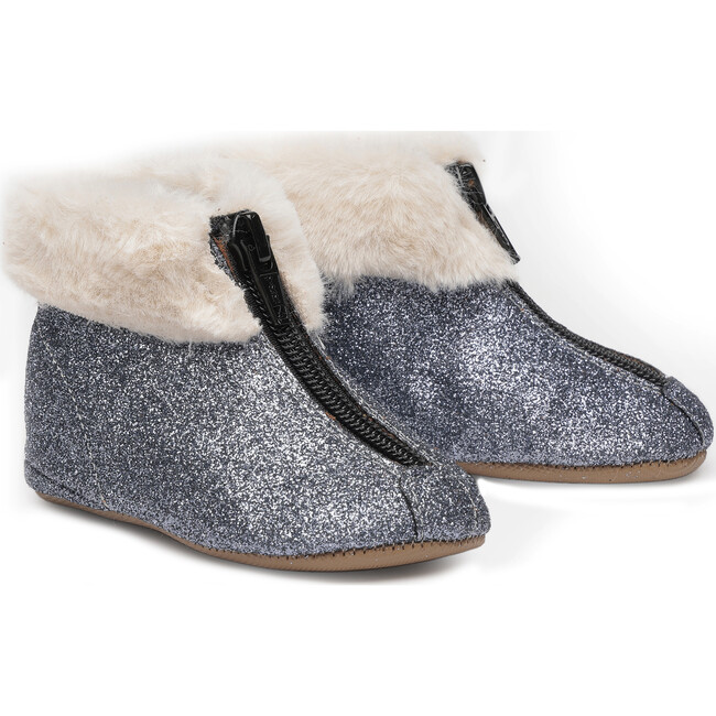 Bright Fabric Booties, Charcoal