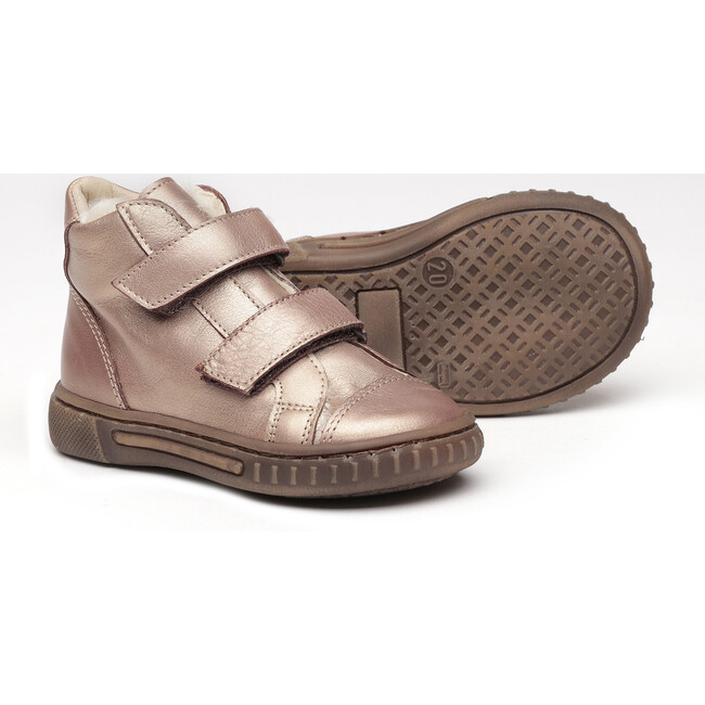 Leather Sneakers, Gold - Sneakers - 2