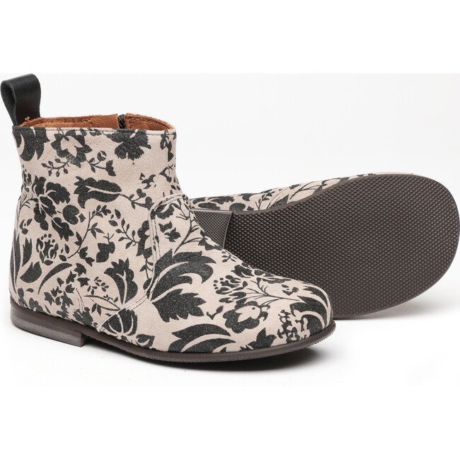 Floral Print Ankle Boots, Beige - Boots - 2
