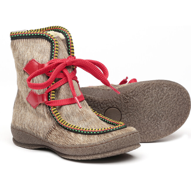 Wool Lining Boots, Beige - Boots - 2
