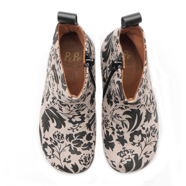Floral Print Ankle Boots, Beige - Boots - 3