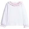 Smocked Madeline Blouse, White with Red - Blouses - 1 - thumbnail