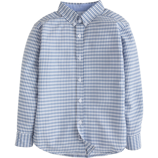 Button Down Shirt, Gray Blue Gingham
