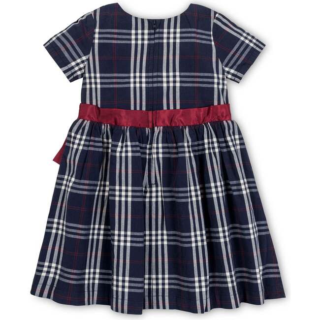 Organic Smocked Short Sleeve Poplin Dress, First Day Plaid - Dresses - 2