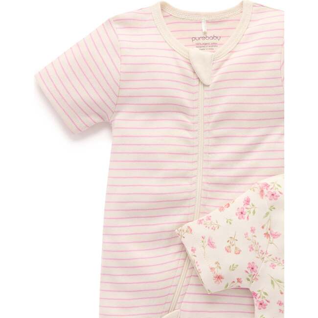 2 Pack Short Sleeve Zip Romper Seaside Floral - Footie Pajamas - 2