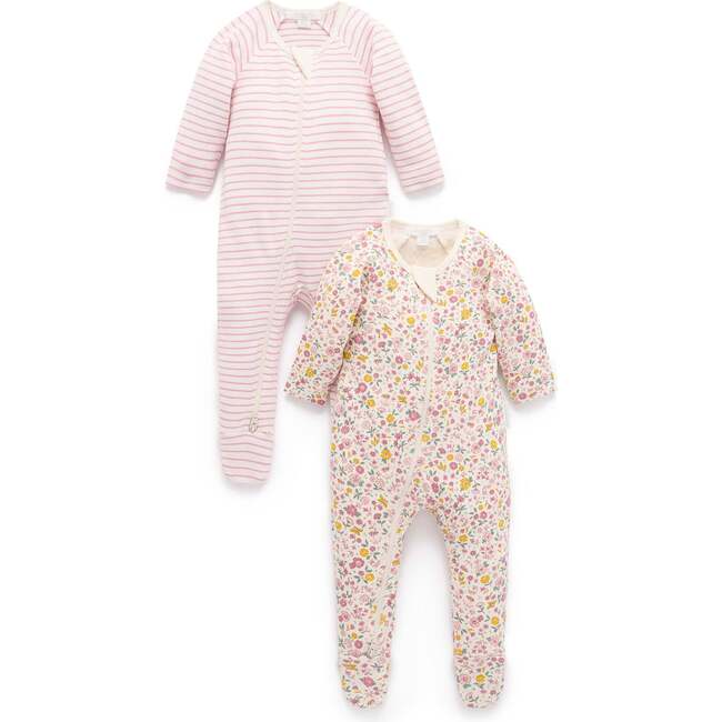 2 Pack Printed Zip Footie Woodland Ditsy Print