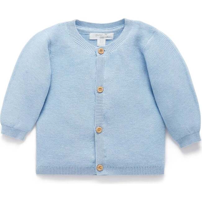 Textured Knit Cardigan Blue Melange