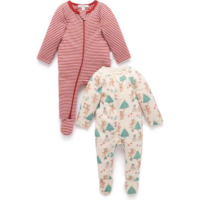 Christmas 2 Pack Printed Zip Footie Deer Print