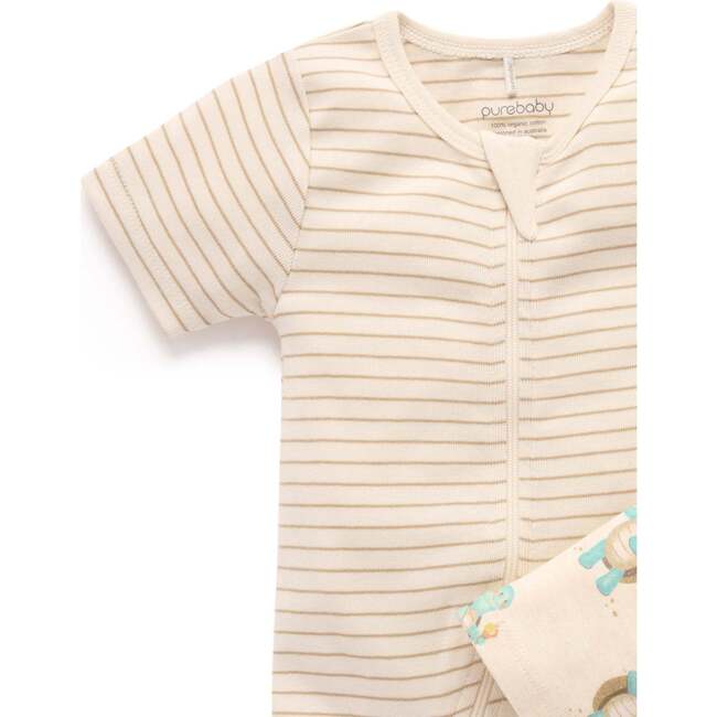 2 Pack Short Sleeve Zip Romper Hungry Turtles Print - Footie Pajamas - 2