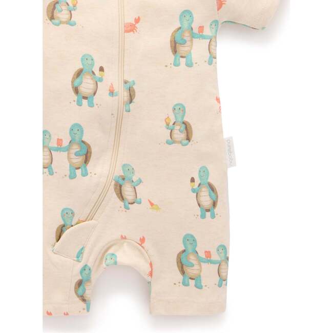 2 Pack Short Sleeve Zip Romper Hungry Turtles Print - Footie Pajamas - 4