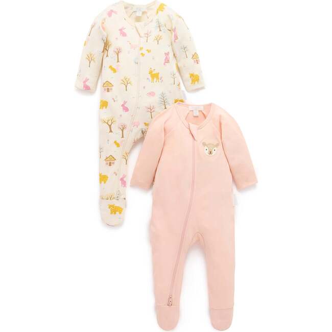 2 Pack Zip Growsuit Girl's Woodland Print