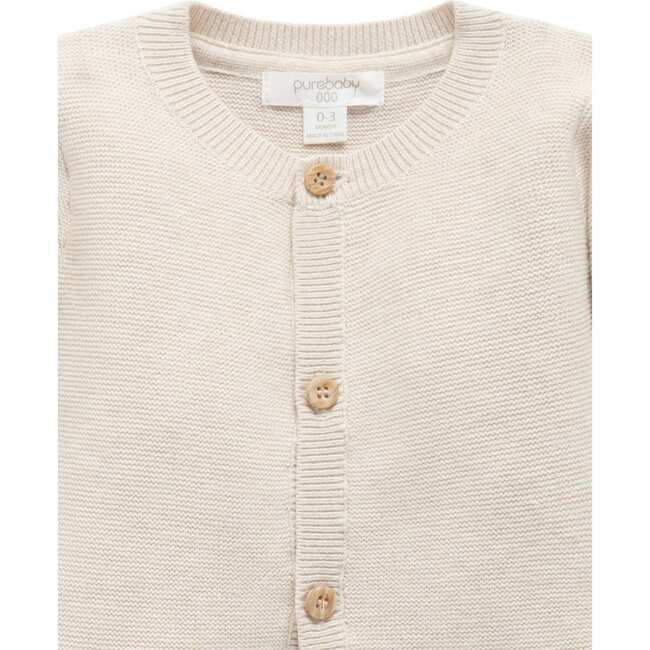 Textured Knit Cardigan Wheat melange - Cardigans - 2