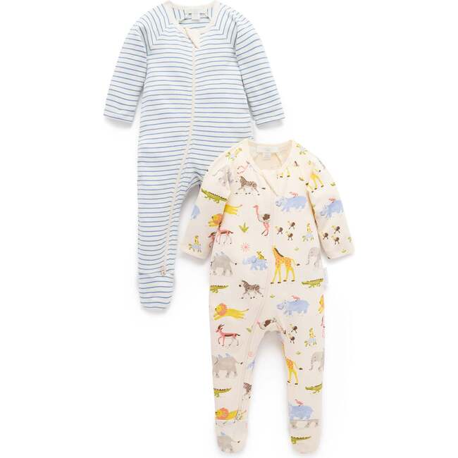 2 Pack Printed Zip Footie Migrating Animals Print