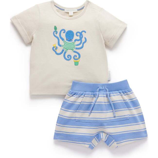 Octopus Short and Tee Set Ocean stripe