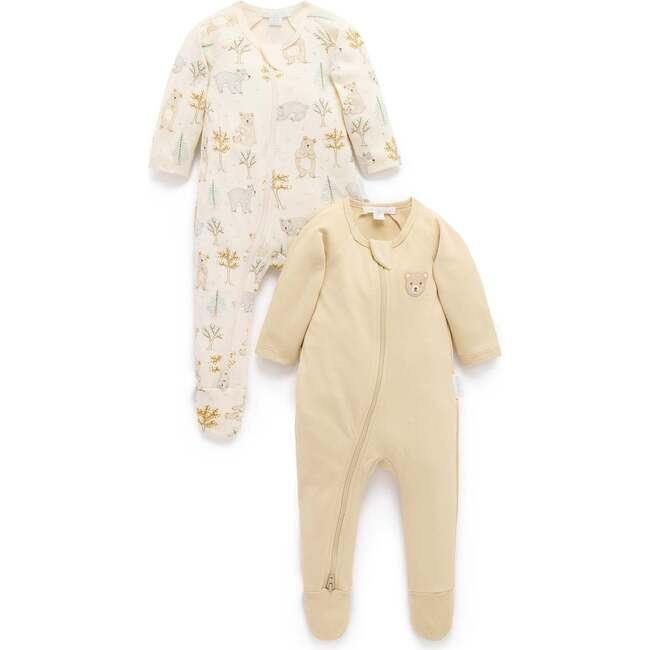 2 Pack Printed Zip Footie Roaming Bears Print