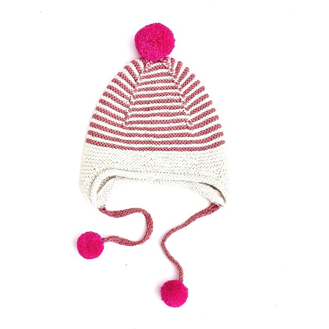 Tassel String Pom Hat, Salmon,Hot Pink