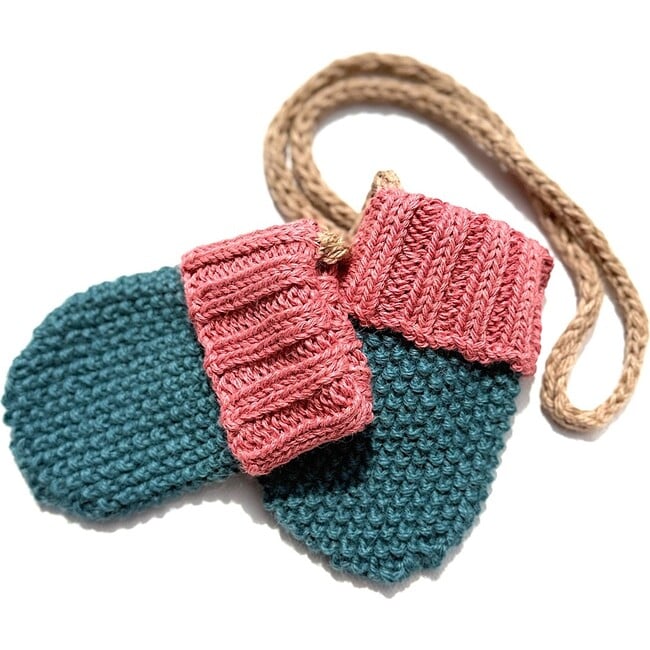 Baby Mittens,Teal, Salmon