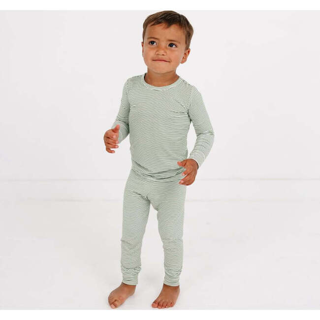Bamboo Toddler Pajama Set, Evergreen Stripe - Pajamas - 2
