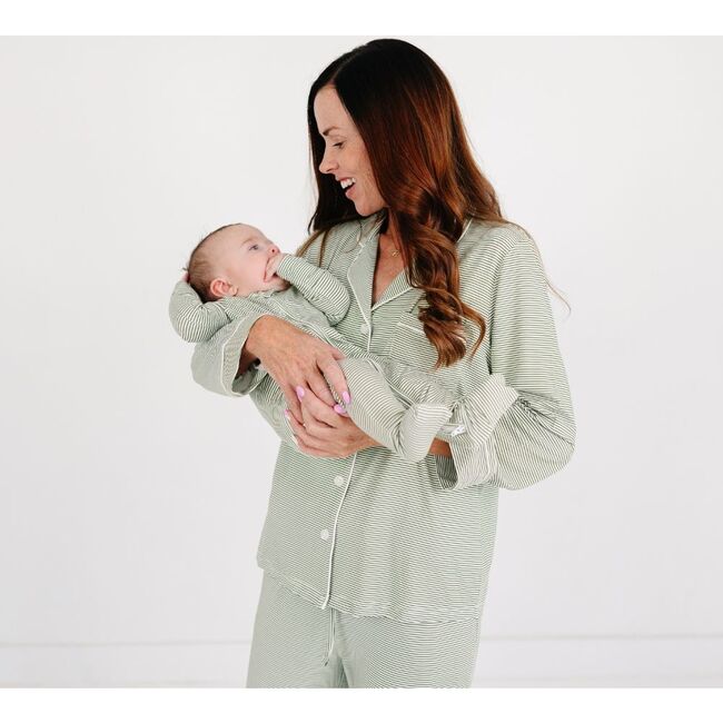 Women's Bamboo Pajama Set, Evergreen Stripe - Pajamas - 5