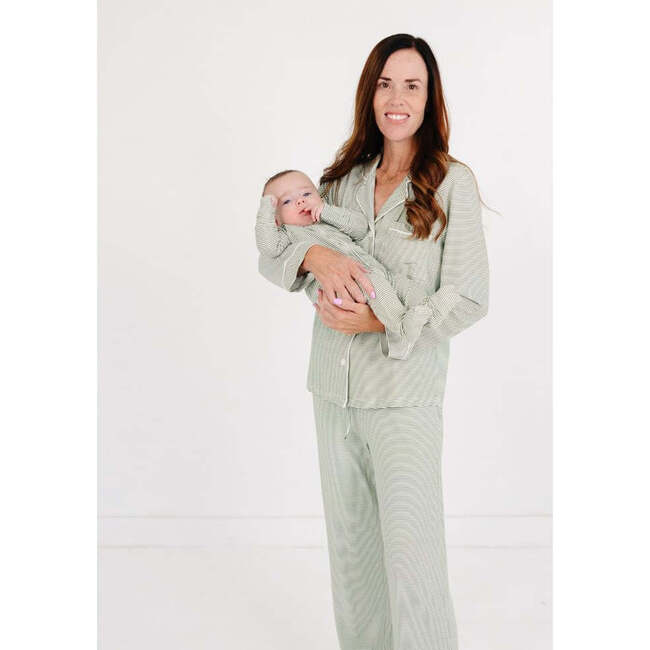 Women's Bamboo Pajama Set, Evergreen Stripe - Pajamas - 6
