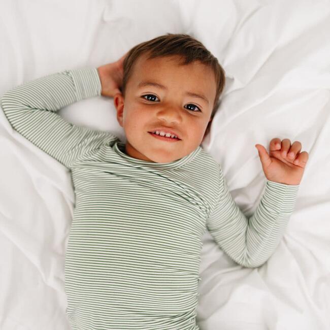 Bamboo Toddler Pajama Set, Evergreen Stripe - Pajamas - 4